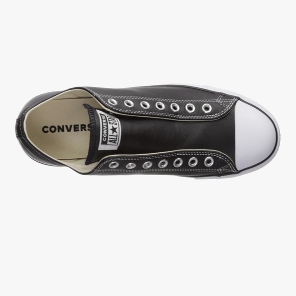 Converse unisex All Star Slip On Black Leather Sneaker Men 6.5 Women 8.5 - Picture 13 of 16